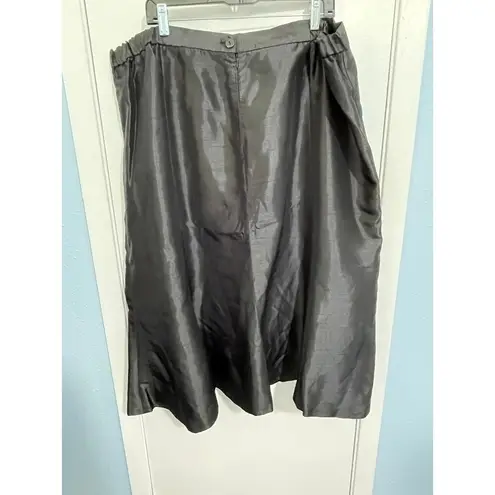 Ashro 2 Piece Skirt Suit Size 26W Black Satin Chiffon Collar Wedding Church