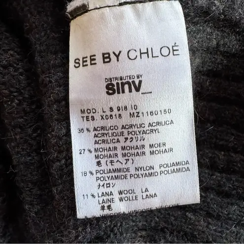 See By Chloe Mohair Wool Blend Sweater Puff Sleeve with Loop Yarn Size S