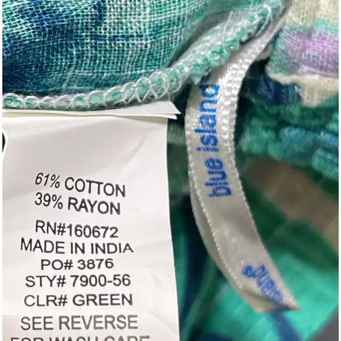 Blue Island New Shorts Elastic Waist Size XL Beach Tropical Green Blue