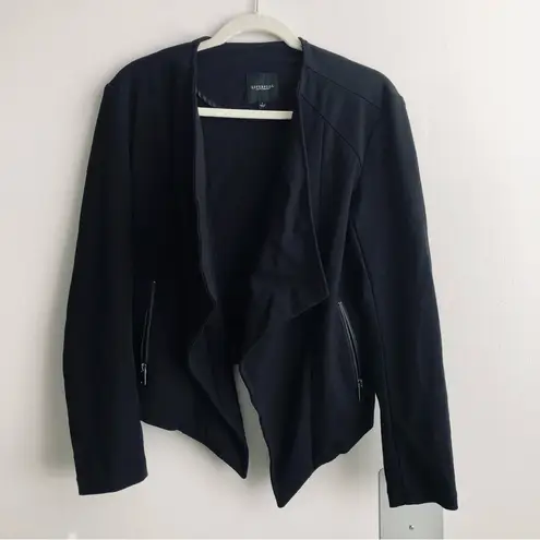 Liverpool Asymmetrical Drape Knit Stretch Pockets Black Blazer Women's Size L