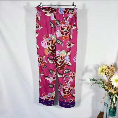 Farm Rio Violetta Floral Cropped Drawstring Pull On Trousers **Flawed ~ XS 💛