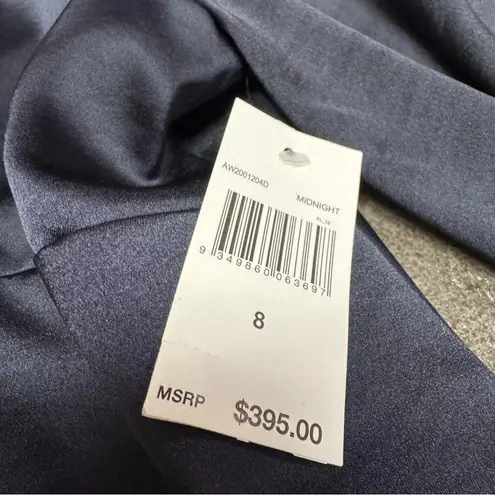 NEW Acler Paringa Long Puff Sleeve Satin Mini Dress Midnight Navy Blue US 8 NWT