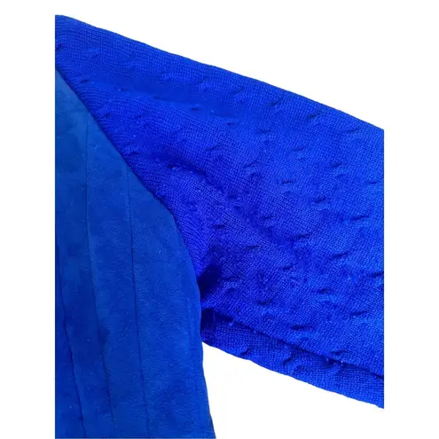 vintage carlisle/sport lambswool suede blue sweater cardigan jacket size large