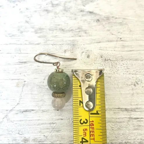 Agate and porcelain gold plated necklace and earrings set