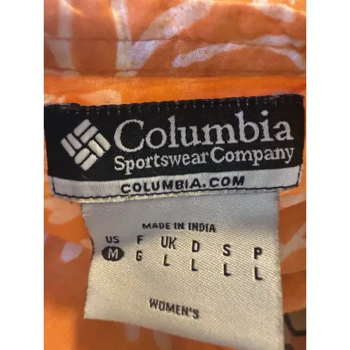 Columbia Women's Orange Floral Blouse Top Boho Cottage Core Gorpcore Medium