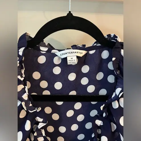 Counterparts Navy Polka Dot Ruffle Blouse