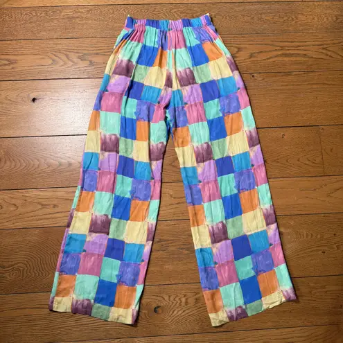 A New Story Flowy Pants SZ XS Abstract Watercolor Sustainable Original Prints