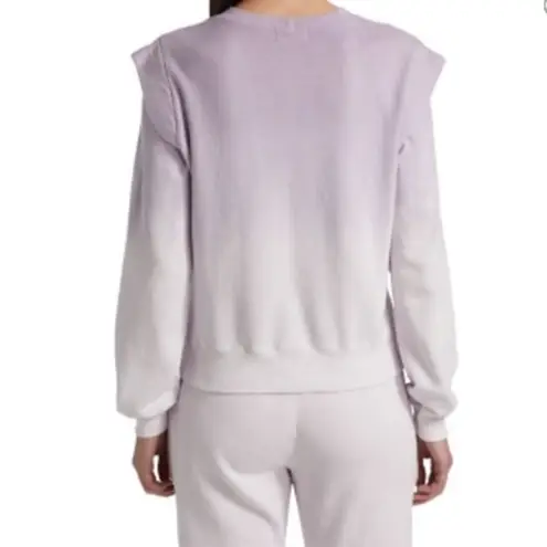 MONROW Revolve Purple Ombre Sweatshirt Top Ruffle Shoulder Cotton Size Large New