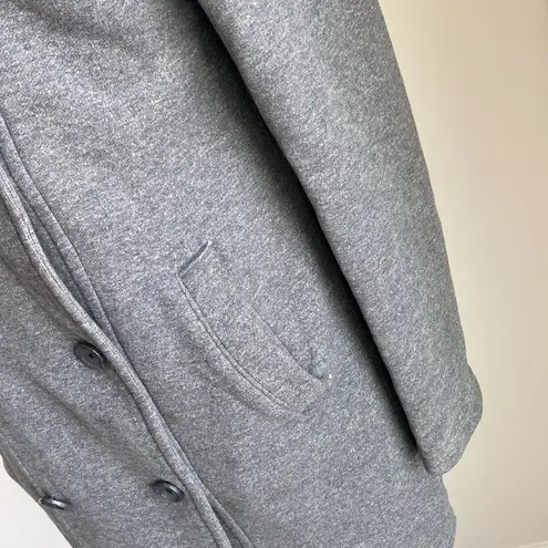 James Perse Hooded Coat Womens Sz 4 Grey Double Breasted Sweatcoat