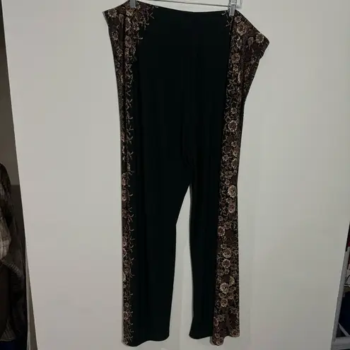 Susan Graver NEW Regular Printed Liquid Knit Pull-On Pants Black/Neutral Size 2X