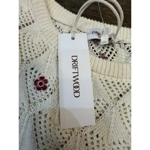 Driftwood Sweater Embroidered Knit Top Flowers Puff Sleeves Size XL Cottage Core