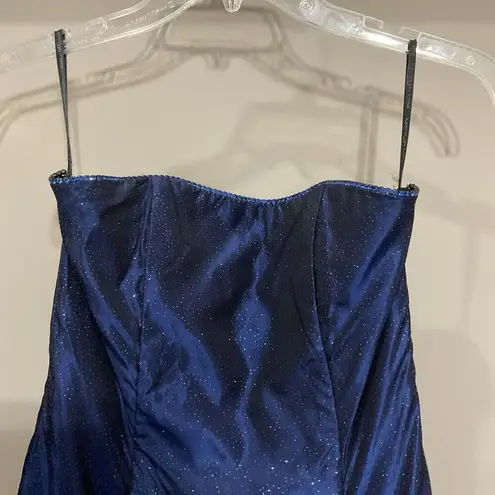 Scott McClintock Blue Glitter Strapless Formal Dress Gown Fit & Flare Maxi Sz 6