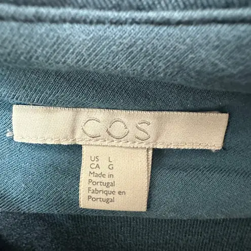 COS Womens Dress L Green Funnel Cowl Neck Long Sleeve Knit Minimalist Capsule