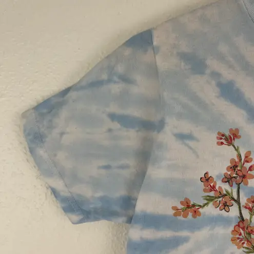 Artist union Blue White Tie Dye Japanese Cherry Blossom Unisex Graphic Tee