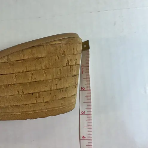 Andrea e Michele Wedge Cork Cross Strap Sandals Ruffles Sparkly Tan Cream Italy Brown Size undefined