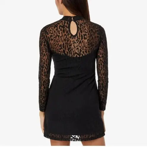 ALLSAINTS Hanna Antia Mini black leopard long sleeves high neck Dress sz 0