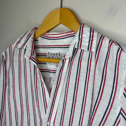 Frank & Eileen Frank & Eileen FRANK Classic Linen Blend Red & Navy Striped Button Down Medium