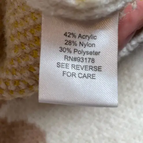 Industry Flower Power Button Cropped Cardigan Cream Tan V Neckline