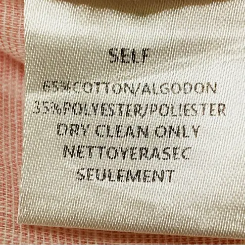 Adora Pink White Stripe Button Front Roll Tab Sleeve Semi Sheer Shirt Medium