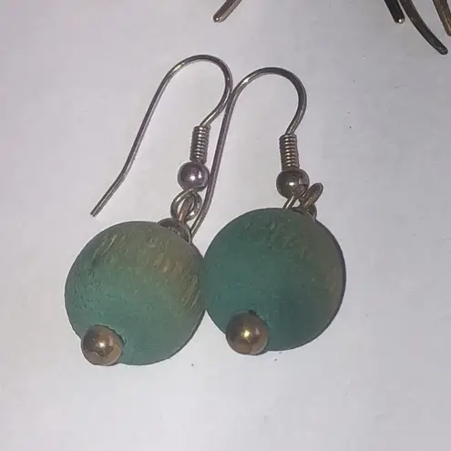 Elegant Bronze and Green Beaded Ball Drop Boho Earring Set Brown