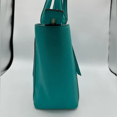 Henri Bendel A-Lister Satchel with Shoulder Strap in Turquoise Pebbled Leather