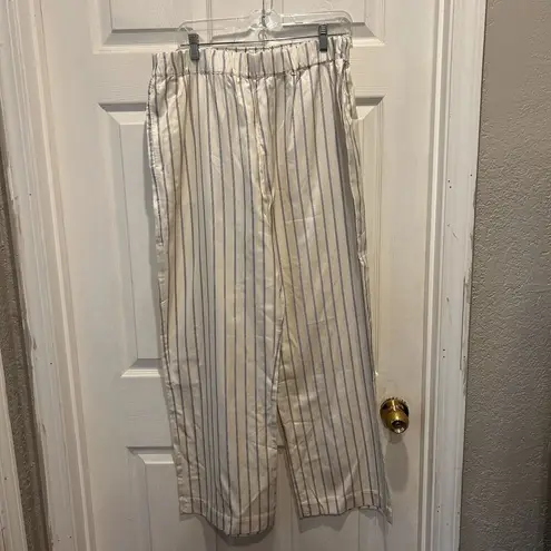 Jenni Kayne $295 Bianca Pants Cream With Navy Stripe Womens Size XL