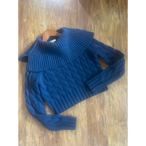 Rebecca Taylor Chainette Sweater Cable Knit Navy Blue Small S CHUNKY MERINO WOOL - Image 7