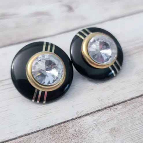 Vintage Stud Earrings For Pierced Ears Large Statement Retro Black