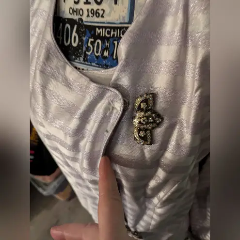 Moshita Couture Lavender And Silver Metallic Skirt Suit Size 16 Purple