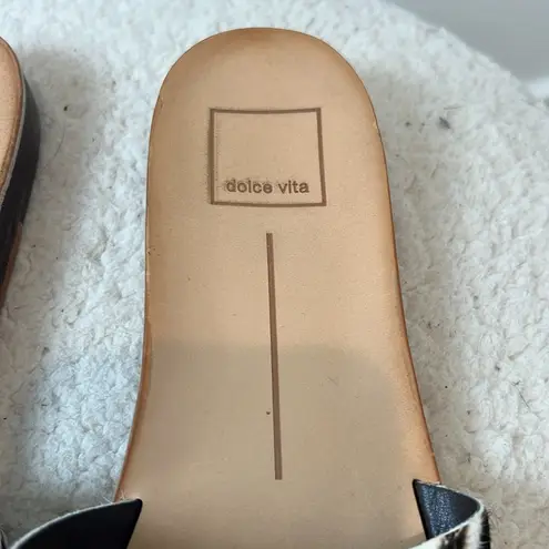 Dolce Vita real fur dyed cowhide Black and White Zebra Sandals size 8.