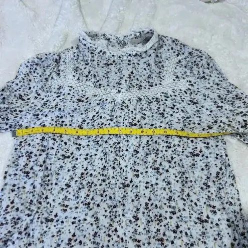 Loft ‎ Womens Blouse Long Sleeve Floral High Neck Medium Petite