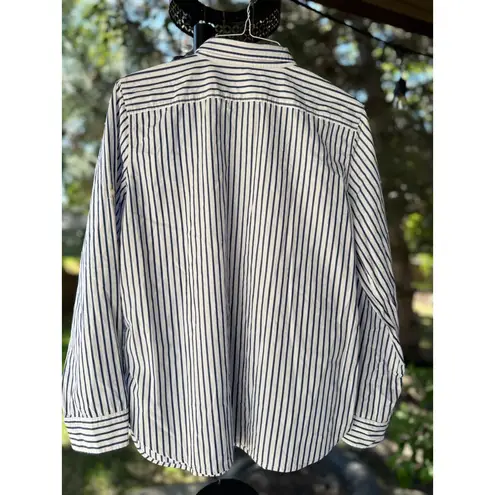 Lauren Ralph Lauren Jeans Co. Womens XL Button Up Shirt Stripe Top Blue White