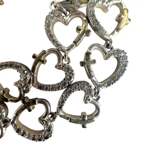 Rhinestone Heart cross Link Bracelet