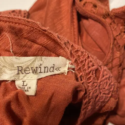 Rewind Juniors lace front tank top blouse clay large excellent dressy