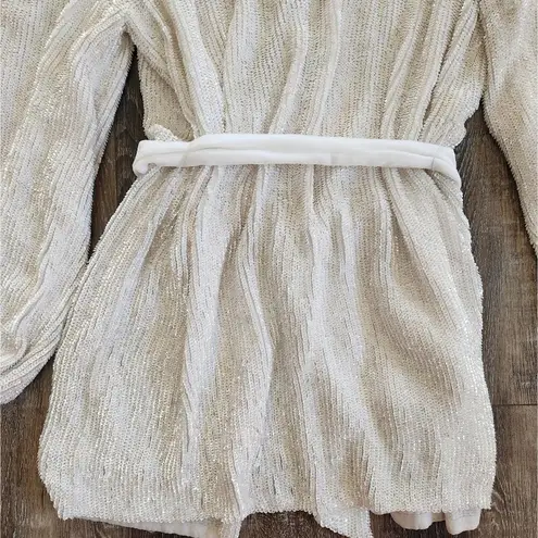 Retrofete Gabrielle Robe Dress in White Sequins Size XS Long Sleeve Blet