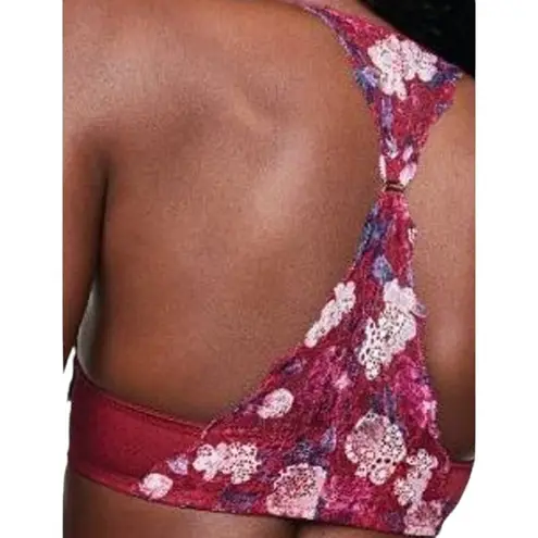 PINK - Victoria's Secret Pink Victoria Secret Date Push Up Bra Lace Racerback Underwired Floral Black 32C