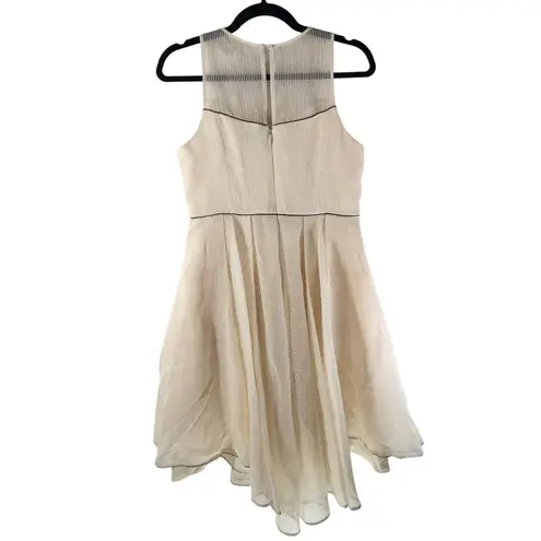 Halston Heritage Dress Ruffled Organza Tiered Sleeveless A Line Ivory 8
