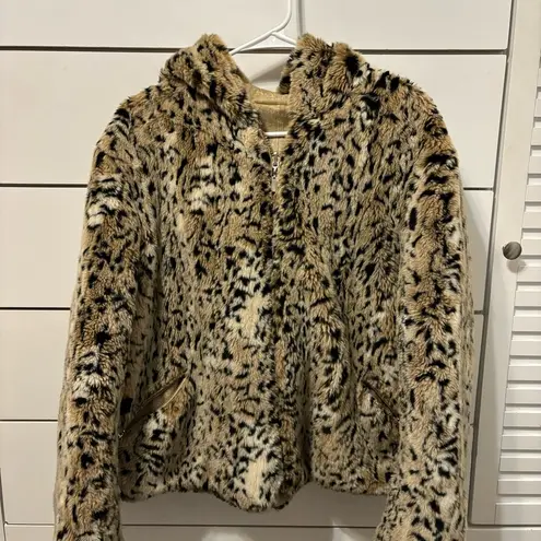Vintage Giacca Cheetah Leopard Fur Jacket Tan Size M