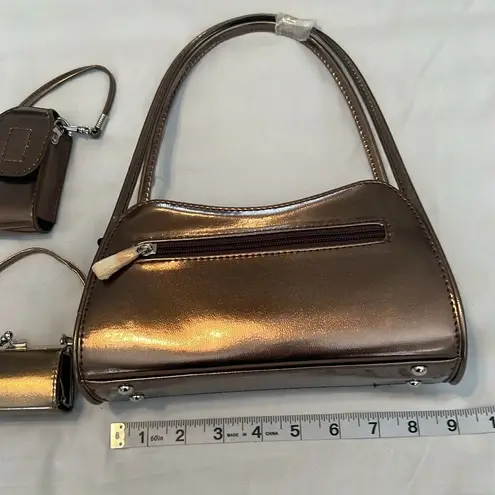 NWT Elegant Metallic Brown Womens Handbag Set perfect for all your essentials