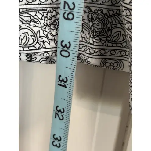 Allegrace White/Blk Paisley V Neck Short Sleeve Size 3XL Flowy Boho Plus Black