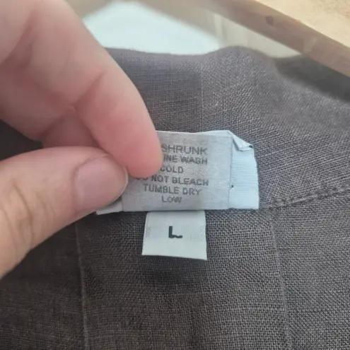 Habitat Clothes To Live In Brown Button-Down Women's Top Linen Lagenlook Large