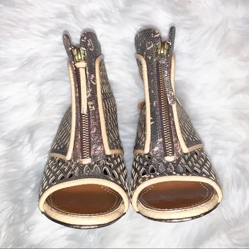 Proenza Schouler Zip Front Laser Cut Leather Booties Size 8.5