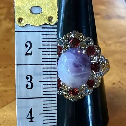 Tiffany Stone Red Garnet Sterling Silver Cocktail Ring Size 9 Purple