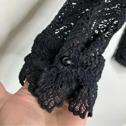 Soft Surroundings black lace Lasalle button front blouse see through women’s PM