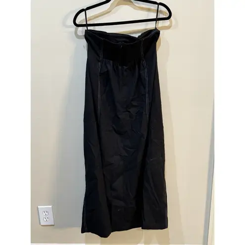 Mon Renn Winslow Midi Dress Linen Strapless Black Minimalistic Women Size M/10 Size M