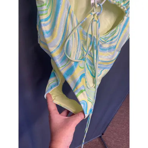 River Island Green Bright Strappy Wrapover Swimsuit size 12 (B57 )