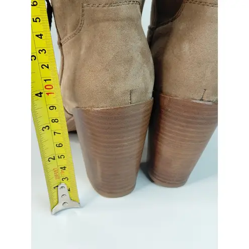 Very G Womens Western Suede Ankle Boots Size 8.5 Tan Block Heel
