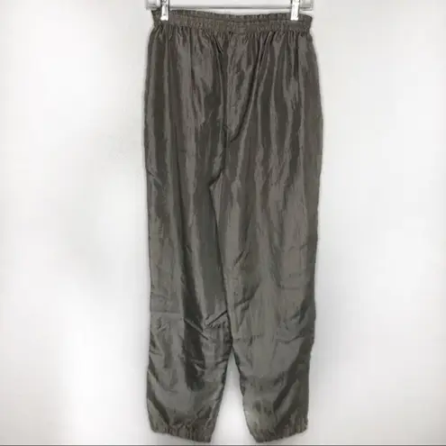 VINTAGE Nylon Track Suit Pants Jacket Pewter Color Womens Size Medium
