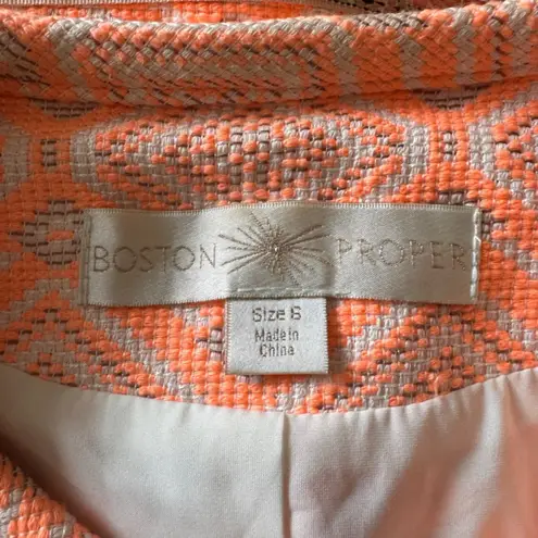 Boston Proper - Coral Jacquard Fringe Trim Jacket Blazer Sz 6