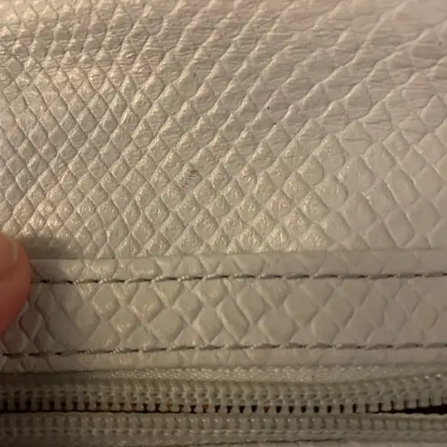 Vintage 1980s Tignanello White Snake Skin Clutch Gold Chain Shoulder Handbag